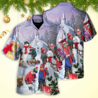 Christmas Children Love Christmas Chilling With Homie Art Style - Hawaiian Shirt - Owl Ohh for men and women, kids - Owl Ohh