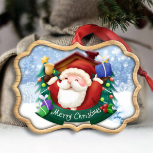 Christmas Santa Snowman Merry Christmas - Horizonal Ornament - Owl Ohh - Owl Ohh