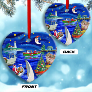 Christmas Boat Merry Xmas And Happy New Year - Heart Ornament - Owl Ohh - Owl Ohh
