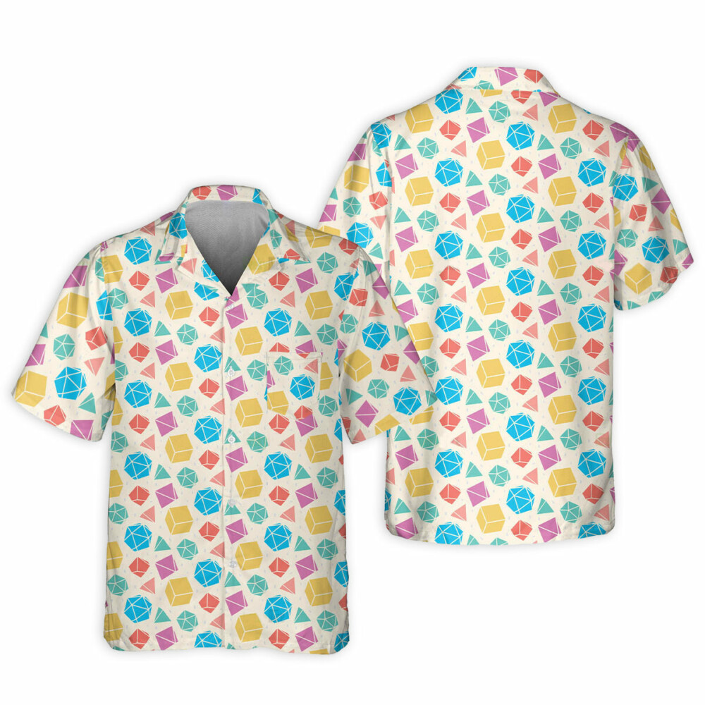 DnD Dice Polygonal Pattern - Hawaiian Shirt - Owl Ohh - Owl Ohh