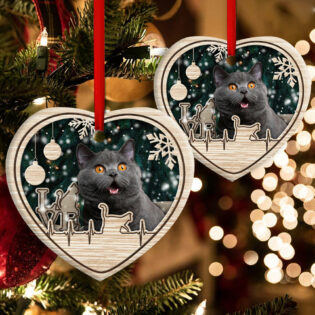 Christmas Cat Lover Heart Beat - Heart Ornament - Owl Ohh - Owl Ohh