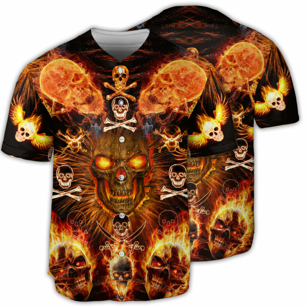 Skull Flaming - Baseball Jersey - Owl Ohh - Owl Ohh