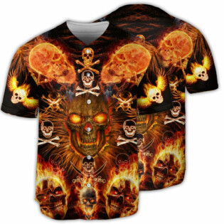 Skull Flaming - Baseball Jersey - Owl Ohh - Owl Ohh