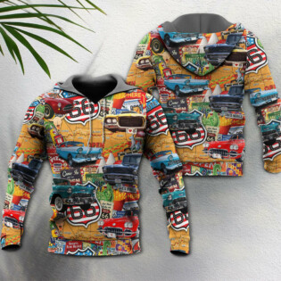 Car Vintage Route 66 Road - Hoodie - Owl Ohh - Owl Ohh