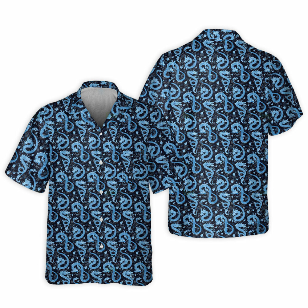 DnD Dragon Black And Blue Style - Hawaiian Shirt - Owl Ohh - Owl Ohh