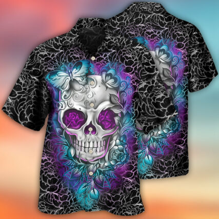 Skull Butterfly Lighting Flower Pattern - Hawaiian Shirt - Owl Ohh - Owl Ohh