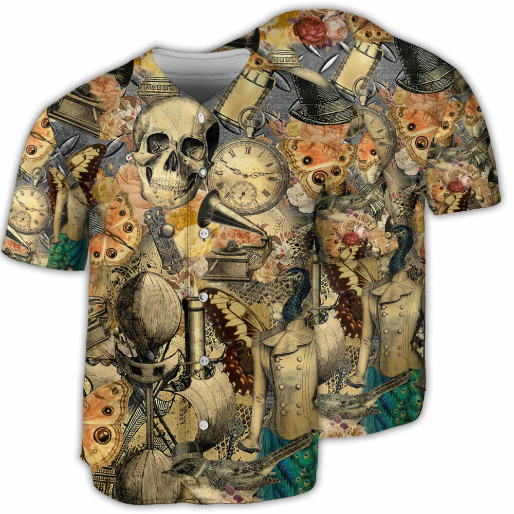 Skull Retro Style - Baseball Jersey - Owl Ohh - Owl Ohh