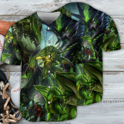 Dragon Green Skull Lover Art Style - Baseball Jersey - Owl Ohh - Owl Ohh