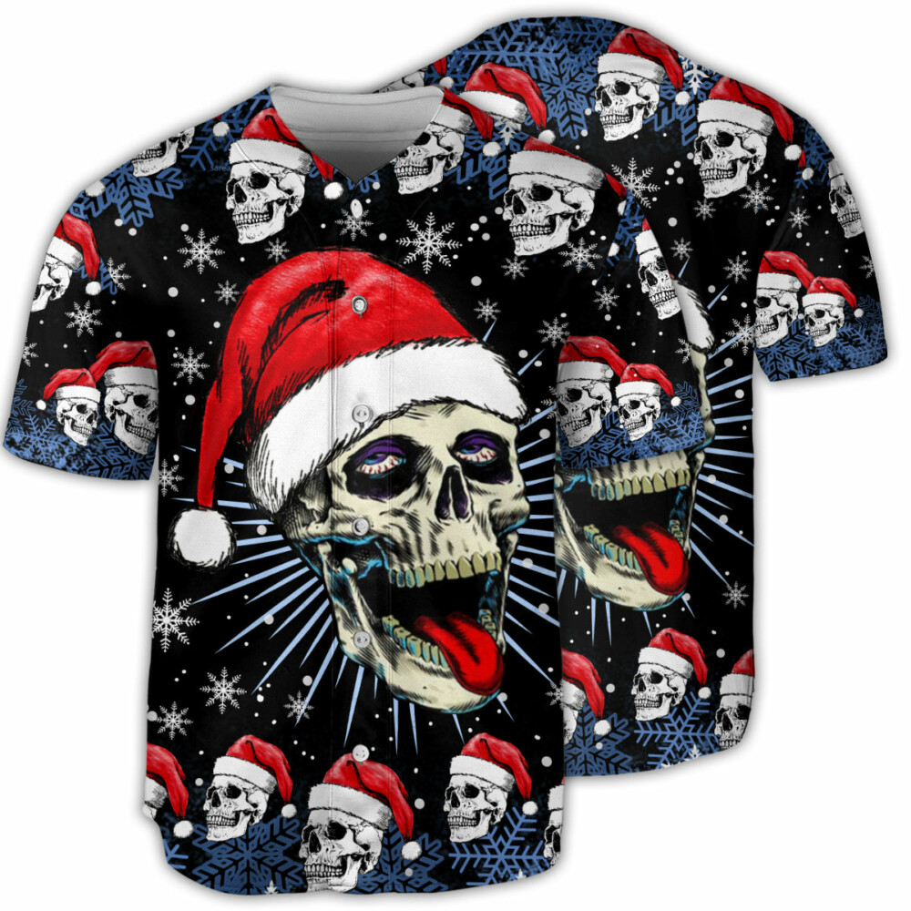 Skull Christmas On The Naughty Listand I Regret Nothing - Baseball Jersey - Owl Ohh - Owl Ohh
