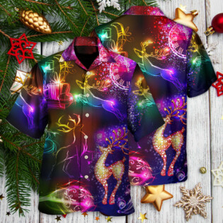 Christmas Reindeer Neon Light Bright - Hawaiian Shirt - Owl Ohh - Owl Ohh