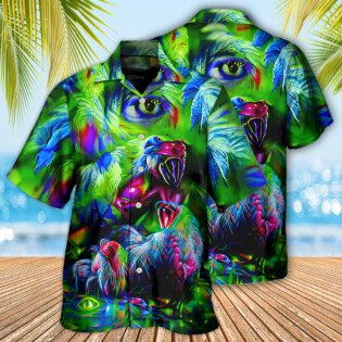 Chicken A Crowing Rooster Funny Neon - Hawaiian Shirt - Owl Ohh - Owl Ohh