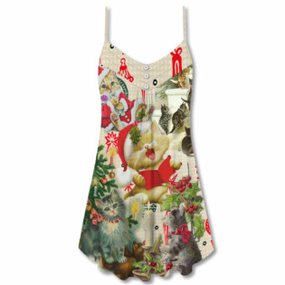 Christmas Cats Sing A Song - V-neck Sleeveless Cami Dress - Owl Ohh - Owl Ohh