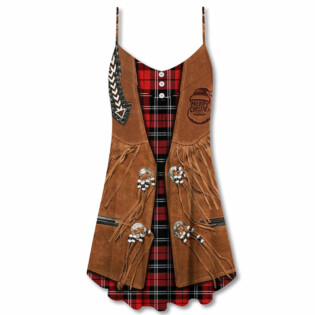 Christmas Santa Cowboy Vintage Style - V-neck Sleeveless Cami Dress - Owl Ohh - Owl Ohh