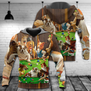 Billiard Vintage Dogs Playing Pool With So Much Fun - Hoodie - Owl Ohh-Owl Ohh