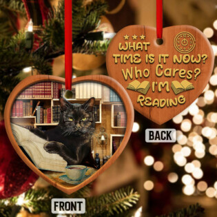 Christmas Black Cat Lover Book Library Xmas Light Decor Tree Hanging - Heart Ornament - Owl Ohh - Owl Ohh
