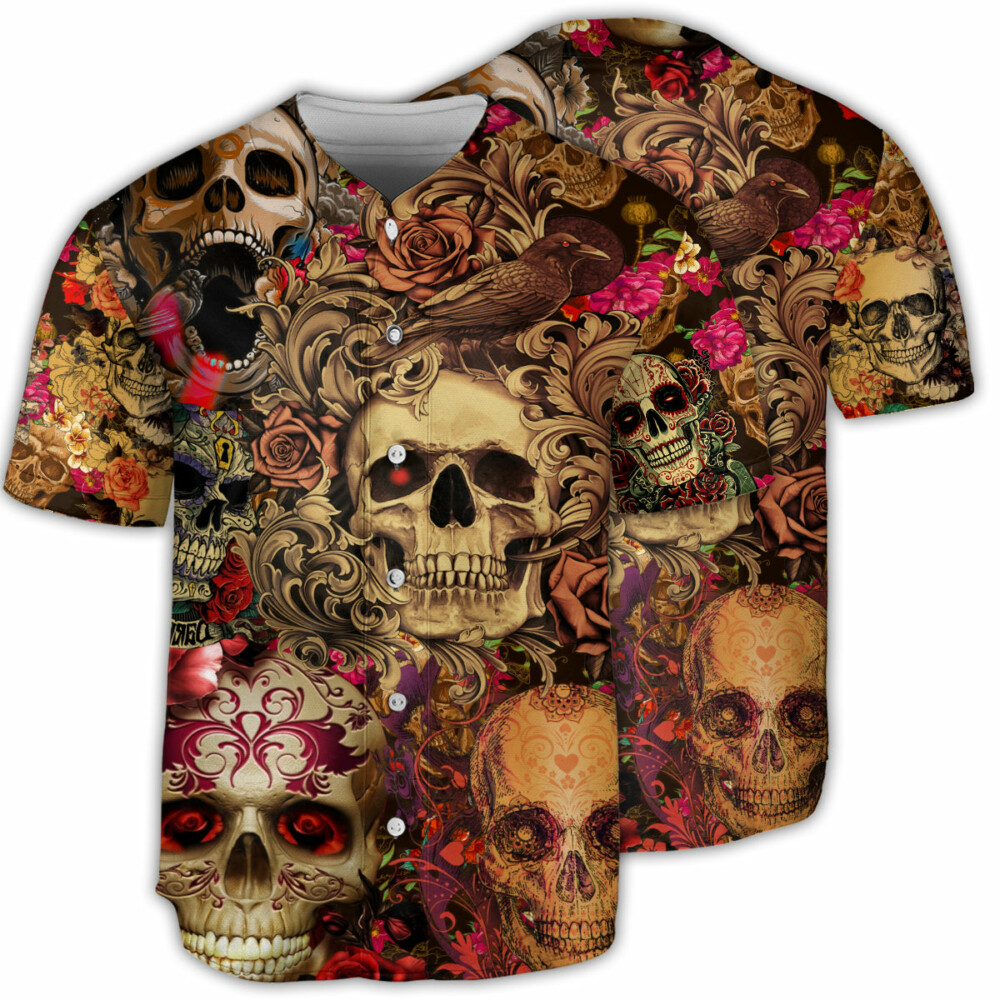 Skull Day Of The Dead - Baseball Jersey - Owl Ohh - Owl Ohh