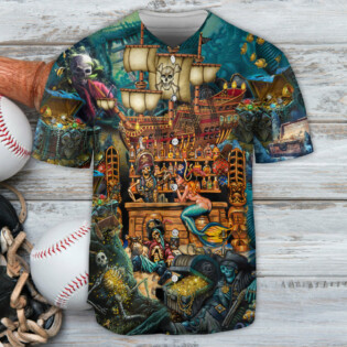 Skull Pirate Treasure Night On The Sea Style - Baseball Jersey - Owl Ohh - Owl Ohh