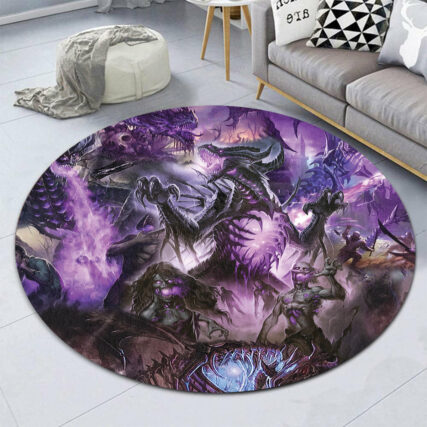 Skull Dragon Love Life Purple - Round Mat - Owl Ohh - Owl Ohh