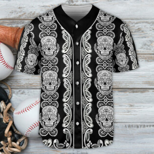 Skull Diamond Pattern Black And White - Baseball Jersey - Owl Ohh - Owl Ohh