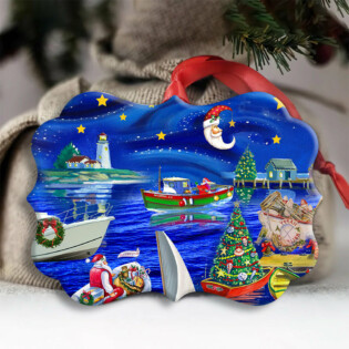 Christmas Boat Merry Xmas And Happy New Year - Horizonal Ornament - Owl Ohh - Owl Ohh