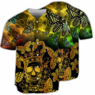 Skull Butterfly Golden Skull - Baseball Jersey - Owl Ohh - Owl Ohh