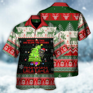 Cat Wreck The Tree Christmas Tree Light Funny Ugly Style - Hawaiian Shirt - Owl Ohh - Owl Ohh