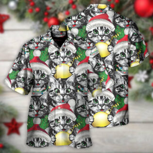 Meowy Christmas Xmas Cat Lover - Hawaiian Shirt - Owl Ohh for men and women, kids - Owl Ohh