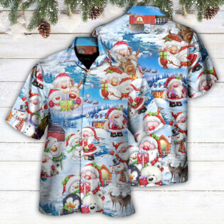 Christmas Santa And Snowman Christmas Holiday - Hawaiian Shirt - Owl Ohh - Owl Ohh