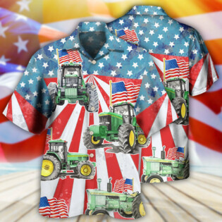 Tractor Independence Day Watercolor Tractor US Flag - Hawaiian Shirt - Owl Ohh - Owl Ohh