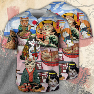 Cat Samurai With Ramen Lovely - Baseball Jersey - Owl Ohh