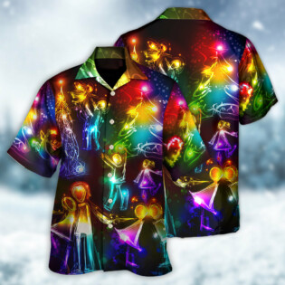 Christmas Family Happy Love Tree Neon Light Style - Hawaiian Shirt - Owl Ohh - Owl Ohh