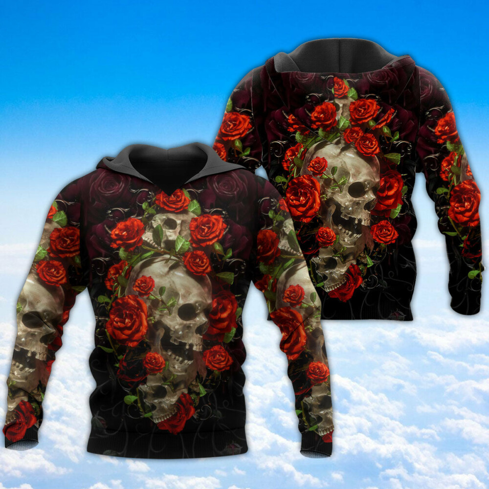 Skull And Roses Art - Hoodie - Owl Ohh - Owl Ohh
