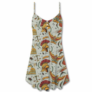 Christmas Spartan Warrior Symbols - V-neck Sleeveless Cami Dress - Owl Ohh - Owl Ohh
