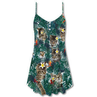 Cat Powered By Cat Sand Hawaii - V-neck Sleeveless Cami Dress - Owl Ohh - Owl Ohh