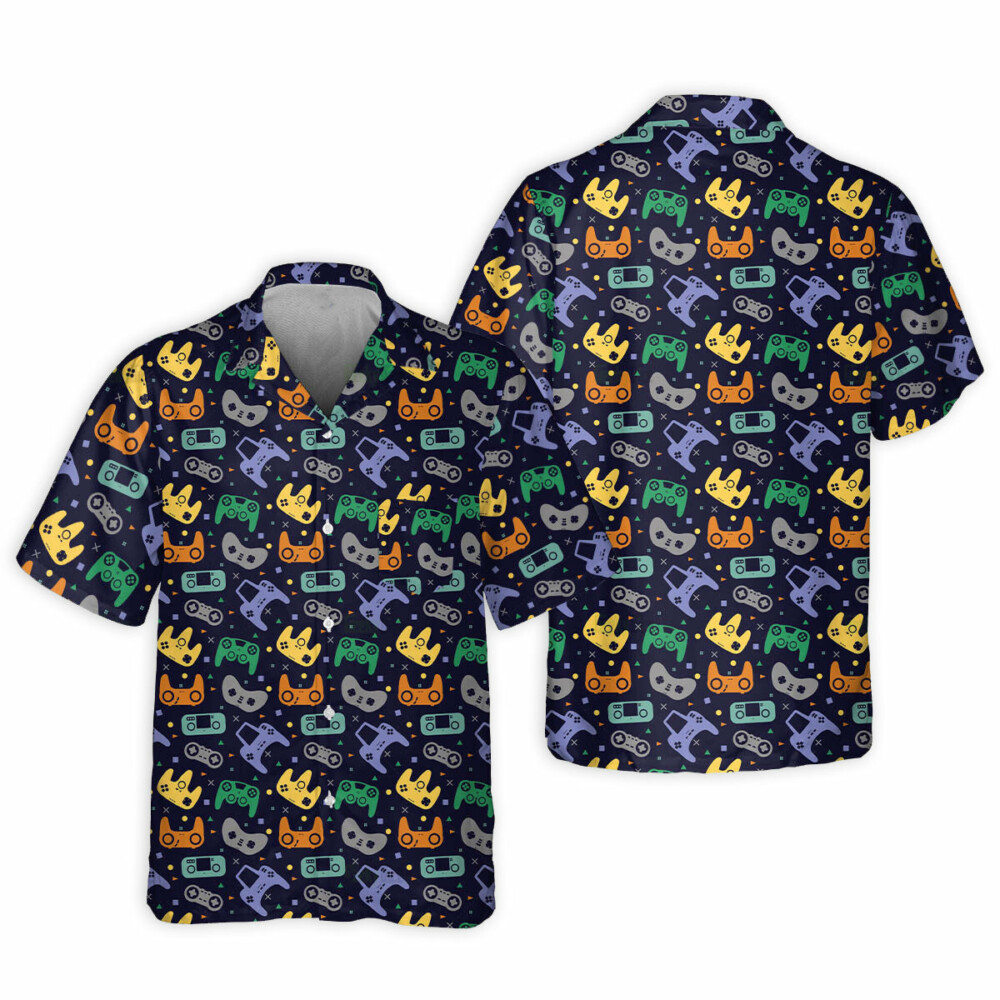 DnD Game Controller Black Pattern - Hawaiian Shirt - Owl Ohh - Owl Ohh