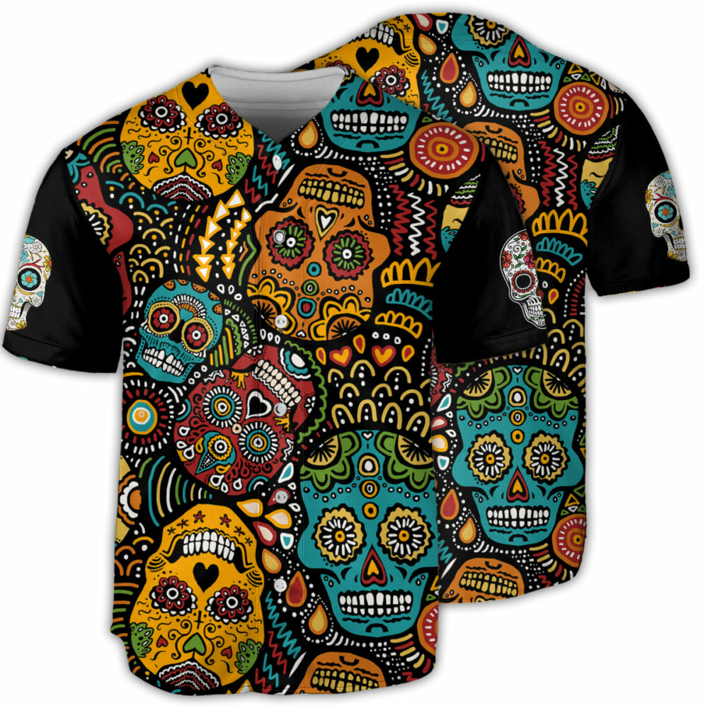 Sugar Skull Amazing Floral - Baseball Jersey - Owl Ohh - Owl Ohh