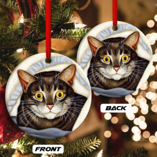 Cat Cute Tabby Art Style - Circle Ornament - Owl Ohh - Owl Ohh