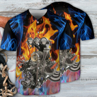 Hot Rod Energy Blue And Red Flame - Baseball Jersey - Owl Ohh - Owl Ohh