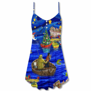 Christmas Fishing Lover Amazing Happiness - V-neck Sleeveless Cami Dress - Owl Ohh - Owl Ohh