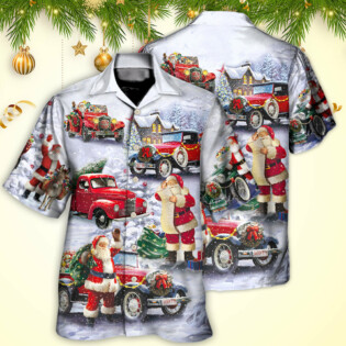 Christmas Santa Claus Funny Red Truck Gift For Xmas Painting Style - Hawaiian Shirt - Owl Ohh - Owl Ohh