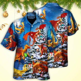 Christmas Dragon Family In Love Light Art Style - Hawaiian Shirt - Owl Ohh - Owl Ohh