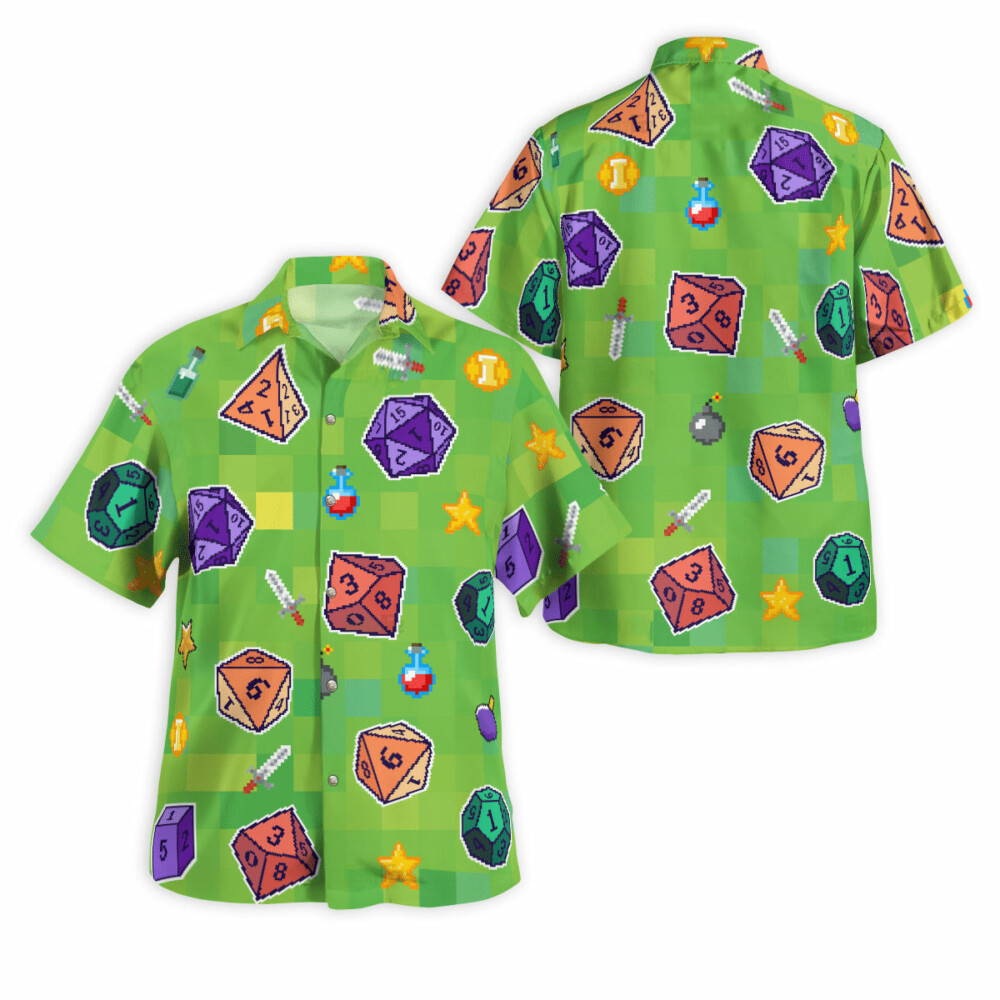 DnD Pixel Color Pattern - Hawaiian Shirt - Owl Ohh - Owl Ohh