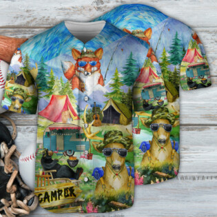 Camping Happy Animals Art Style - Baseball Jersey - Owl Ohh - Owl Ohh