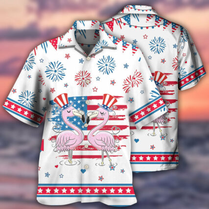 Flamingo Independence Day Star America - Hawaiian Shirt - Owl Ohh - Owl Ohh