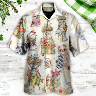 Owl Knitting Is Happy Place - Hawaiian Shirt - Owl Ohh for men and women, kids - Owl Ohh