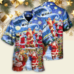Christmas Santa Snow Night Merry Xmas - Hawaiian Shirt - Owl Ohh for men and women, kids - Owl Ohh