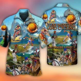 Cycling And Basketball Moutain Painting Lover - Hawaiian Shirt - Owl Ohh - Owl Ohh