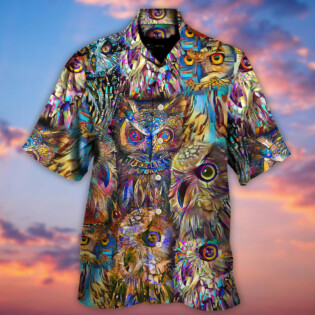 Owl Wild Animal Neon Colorful - Hawaiian Shirt - Owl Ohh for men and women, kids - Owl Ohh