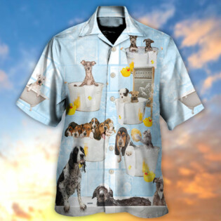 Dog Grooming Shower Happy In Bathroom - Hawaiian Shirt - Owl Ohh - Owl Ohh
