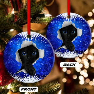 Christmas Black Cat Xmas Decor Tree Hanging - Circle Ornament - Owl Ohh - Owl Ohh